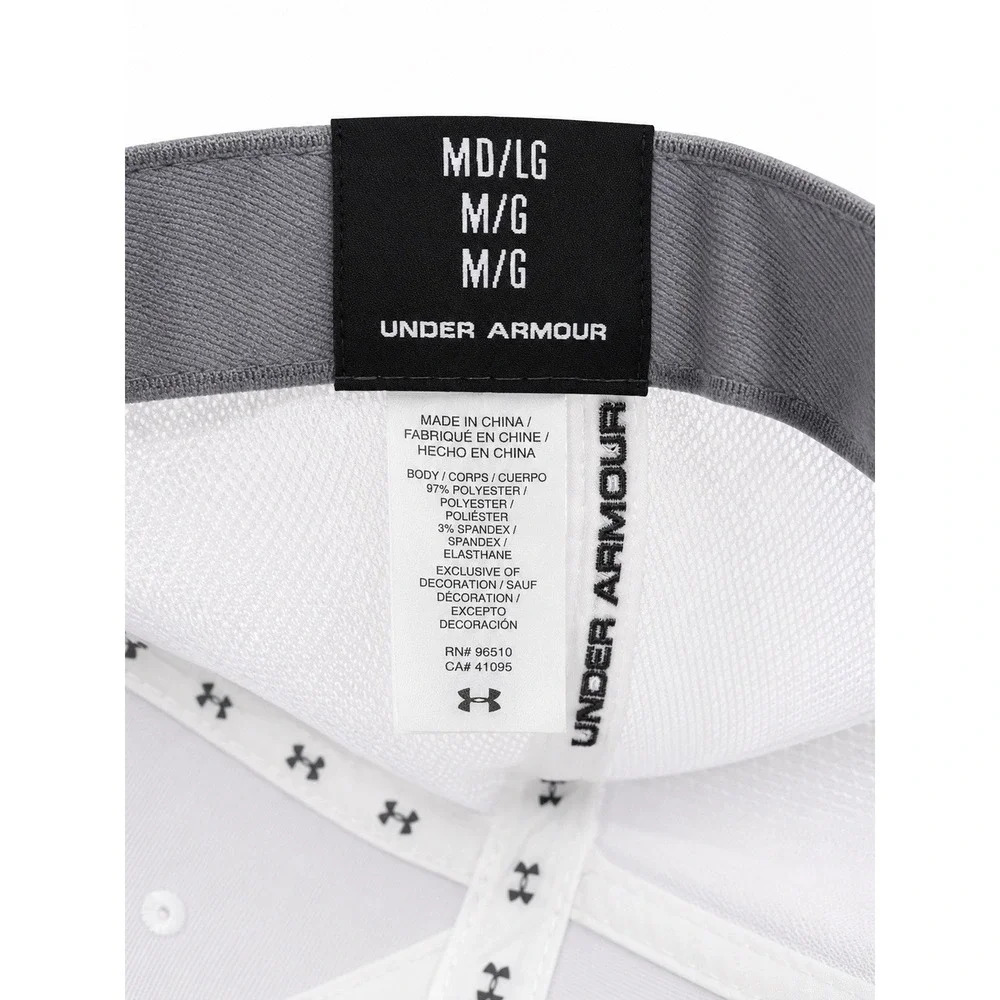 Under Armour Golf Trucker Hat Gray White Stretch Fit M/L Mesh Performance Cap